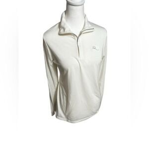 Peter Millar performance pullover quarter zip women medium cream embroidered